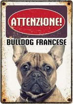 waakbord Bulldog Francese 21x14,8 cm beige (it)