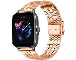 Strap-it Luxe roestvrij stalen smartwatch band - geschikt voor Xiaomi Amazfit GTS 1-2-3-4 - Mini / Bip / Bip S / Bip Lite / Bip U Pro / Amazfit GTR 42mm - rosé goud
