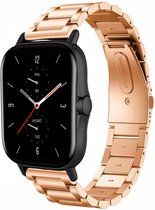 Stalen Smartwatch bandje - Geschikt voor  Amazfit GTS 2 stalen band - rosé goud - Strap-it Horlogeband / Polsband / Armband