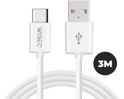 WiseQ USB naar USB C Kabel - oplaadkabel voor Fast charge datakabel voor alle apparaten - Wit - 3M