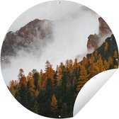 Tuincirkel Berg - Mist - Bos - 60x60 cm - Ronde Tuinposter - Buiten