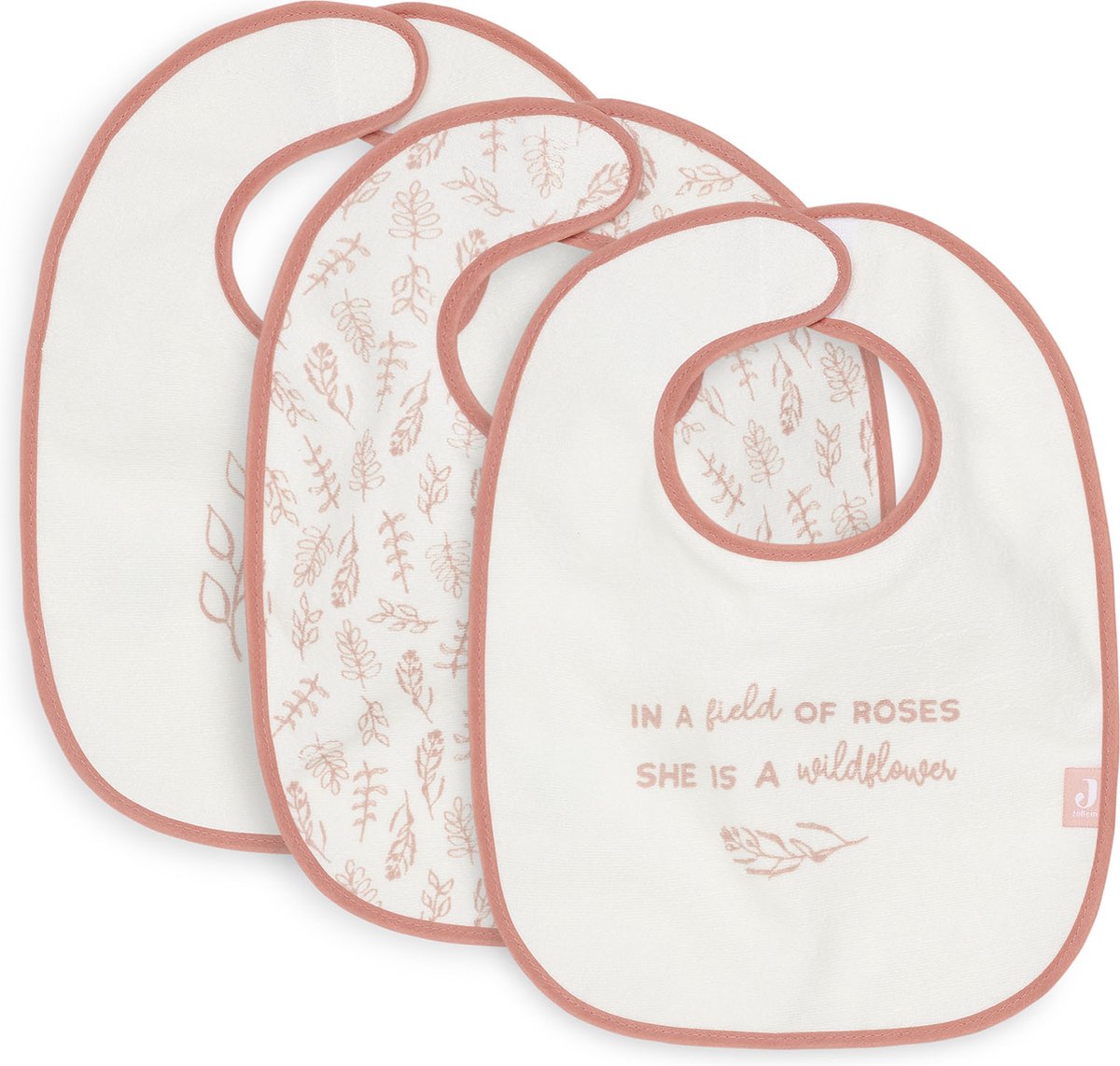 Goedkoopste Jollein - Slab Badstof Waterproof (Meadow - Rosewood) - Katoen - Polyester - Slabbetjes Baby - 3 Stuks