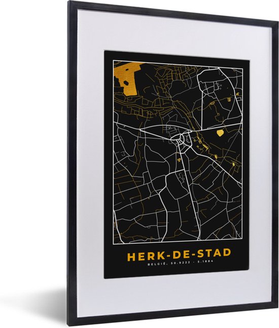 Fotolijst Incl Poster Herk De Stad Plattegrond Kaart Goud Stadskaart Bol Com