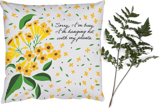Foto: Sierkussens kussentjes woonkamer 40x40 cm sorry i m busy i m hanging out with my plants spreuken quotes bloemen