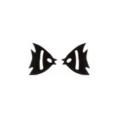 Gading® Oorknopjes - RVS dames Oorknoppen met vis zwart-5mm*8mm