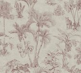 PANTERS IN DE JUNGLE BEHANG | Botanisch & Dieren - bruin rood - A.S. Création Cuba