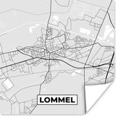 Poster Stadskaart – Plattegrond – België – Zwart Wit – Lommel – Kaart - 50x50 cm