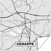 Poster Stadskaart – Plattegrond – België – Zwart Wit – Genappe – Kaart - 30x30 cm