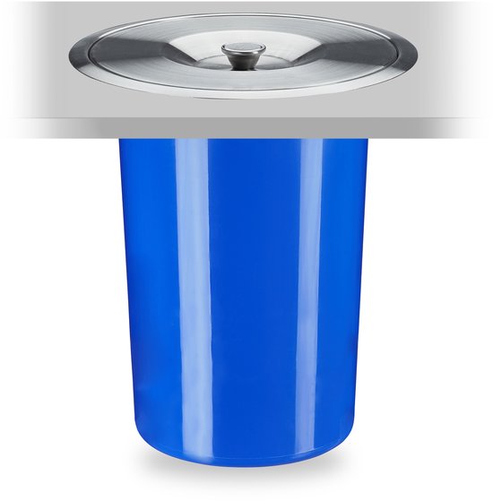 afvalbakje aanrecht - 8 l - groenafval - rvs deksel - inbouw prullenbak - 30x26,5 cm