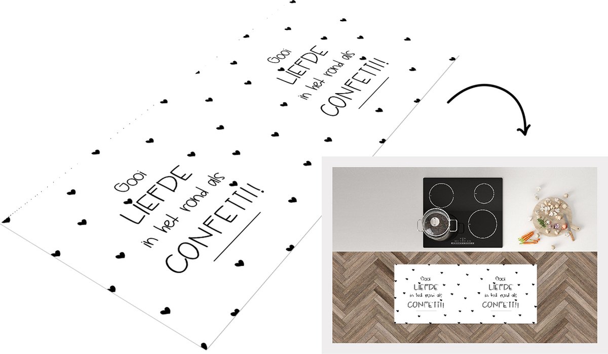 KitchenYeah Keukenloper - Loper keuken - Liefde - Gooi de liefde in het rond als confetti! - Quotes - Spreuken - 120x50 cm - Keukenloper vinyl Multicolor