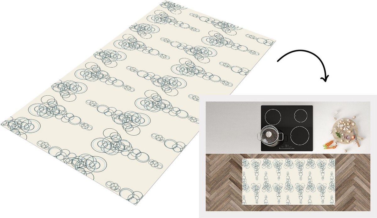 KitchenYeah Keukenloper - Loper keuken - Cirkel - Patronen - Abstract - 120x60 cm - Keukenloper vinyl Multicolor