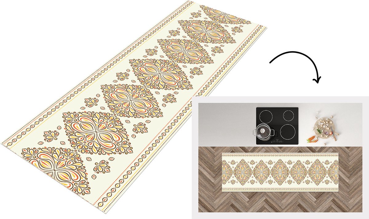 KitchenYeah Keukenloper - Loper keuken - Boho - Goud - Design - Luxe - Keukenloper vinyl, foto 6