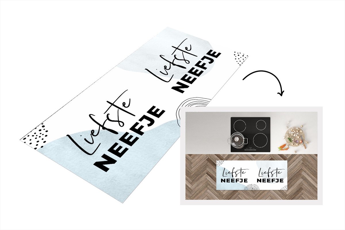 KitchenYeah Keukenloper - Loper keuken - Quotes - Neef - Pastel - 120x50 cm - Keukenloper vinyl Multicolor