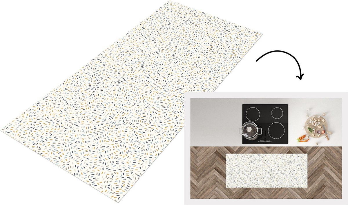 KitchenYeah Keukenloper - Loper keuken - Patronen - Confetti - Pastel - 120x50 cm - Keukenloper vinyl Multicolor