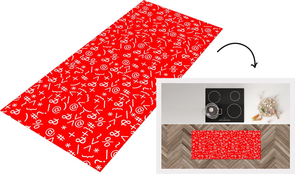 KitchenYeah Keukenloper - Loper keuken - Wiskunde - Nummers - Cijfers - Patronen - 120x50 cm - Keukenloper vinyl Multicolor