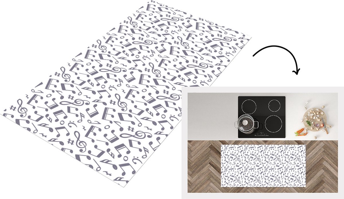 KitchenYeah Keukenloper - Loper keuken - Muzieknoten - Patronen - Muziek - 120x60 cm - Keukenloper vinyl Multicolor