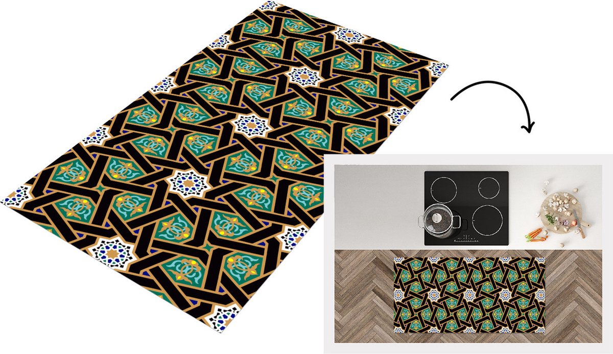 KitchenYeah Keukenloper - Loper keuken - Oriëntaal - Patroon - Arabisch - Sterren - Keukenloper vinyl multicolor, foto 6