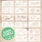Verschillende stencils voor creatievelingen - Bladeren | 16 stuks | L 20x10cm | PET plastic | Herbuikbaar | Eenvoudig schoon te maken