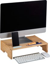 Relaxdays monitorstandaard bamboe - monitorverhoger bureau - beeldschermverhoger vakken