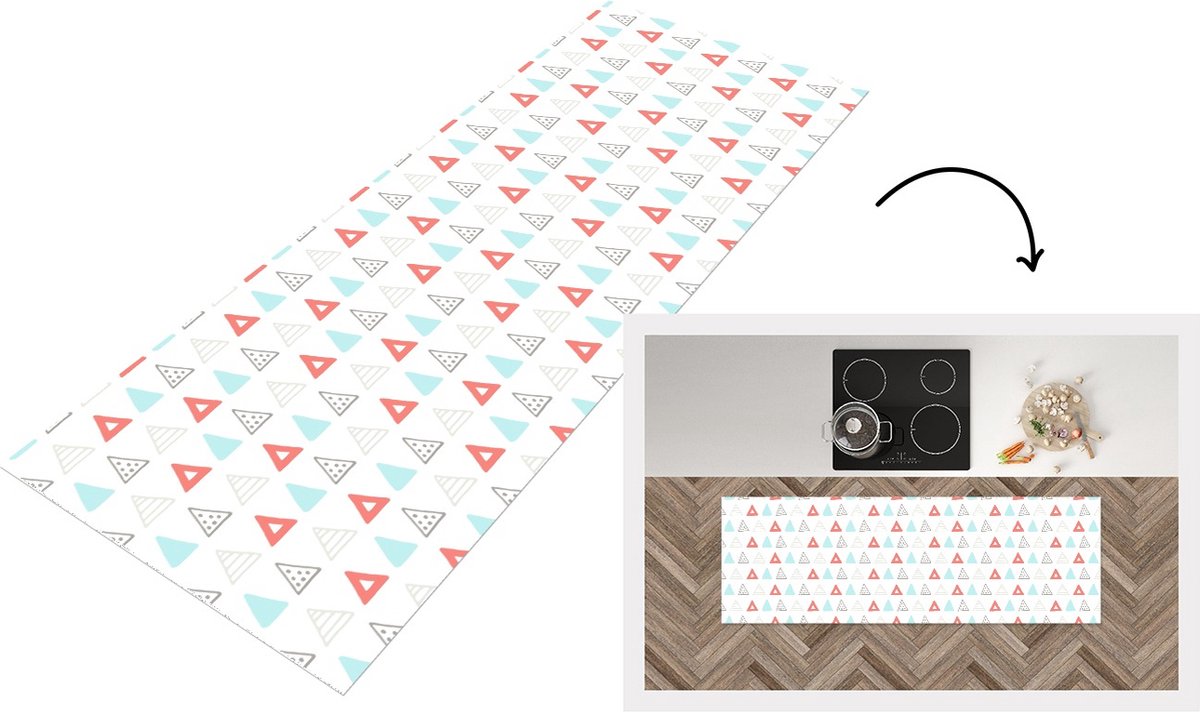 KitchenYeah Keukenloper - Loper keuken - Jongens - Design - Driehoek - Keukenloper vinyl multicolor, foto 2