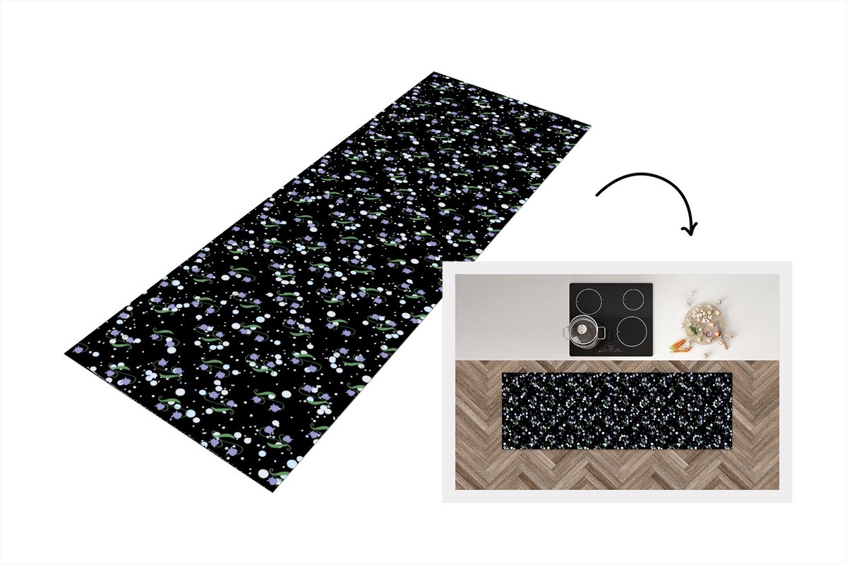KitchenYeah Keukenloper - Loper keuken - Bloemen - Patronen - Pastel - 180x60 cm - Keukenloper vinyl Multicolor