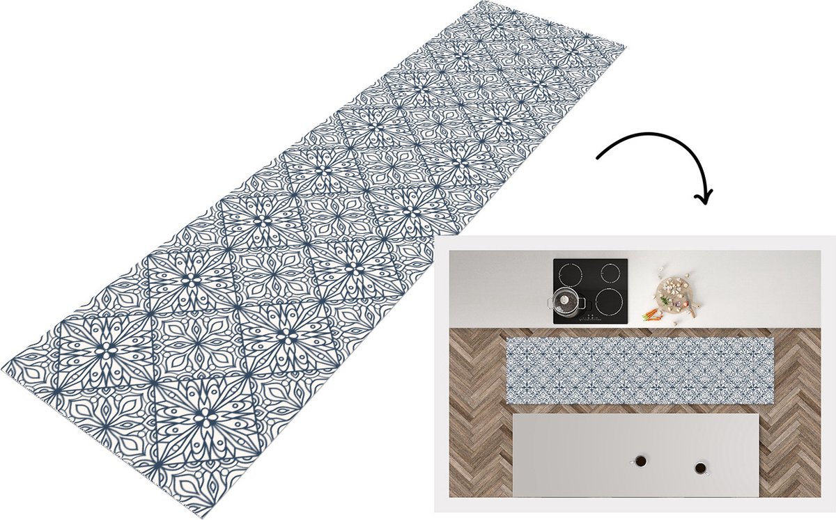 KitchenYeah Keukenloper - Loper keuken - Patronen - Ruit - Zwart - Wit - Keukenloper vinyl, foto 6