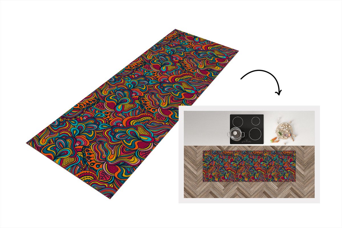 KitchenYeah Keukenloper - Loper keuken - Boho - Patronen - Abstract - Flora - Keukenloper vinyl multicolor, foto 5