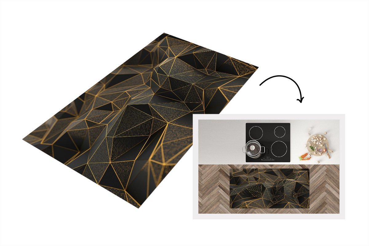 KitchenYeah Keukenloper - Loper keuken - Abstract - Goud - 3D - Keukenloper vinyl, foto 2