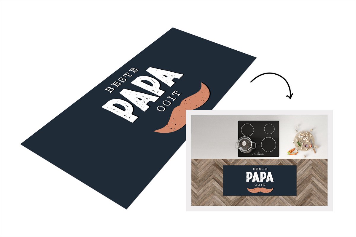 KitchenYeah Keukenloper - Loper keuken - Vaderdag Kado - Vader - Spreuken - Quote - Beste papa ooit - 120x50 cm - Keukenloper vinyl Multicolor