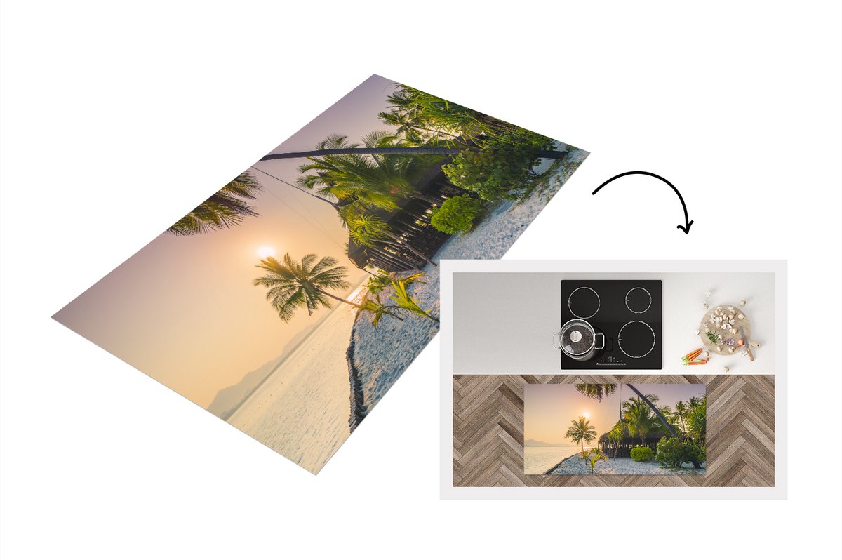 KitchenYeah Keukenloper - Loper keuken - Strand - Palmbomen - Thailand - 120x60 cm - Keukenloper vinyl Multicolor