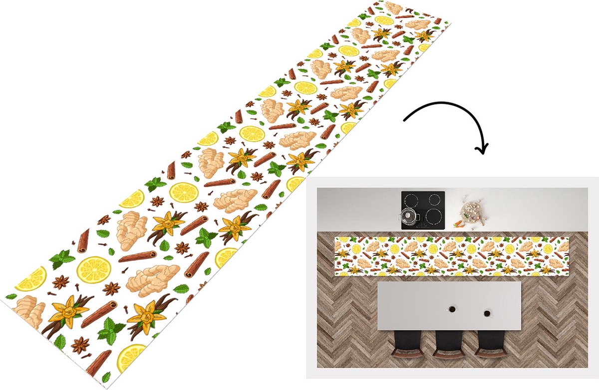 Keukenloper - Loper keuken - Gember - Kaneel - Citroen - Anijs - 300x50 cm - Keukenloper vinyl