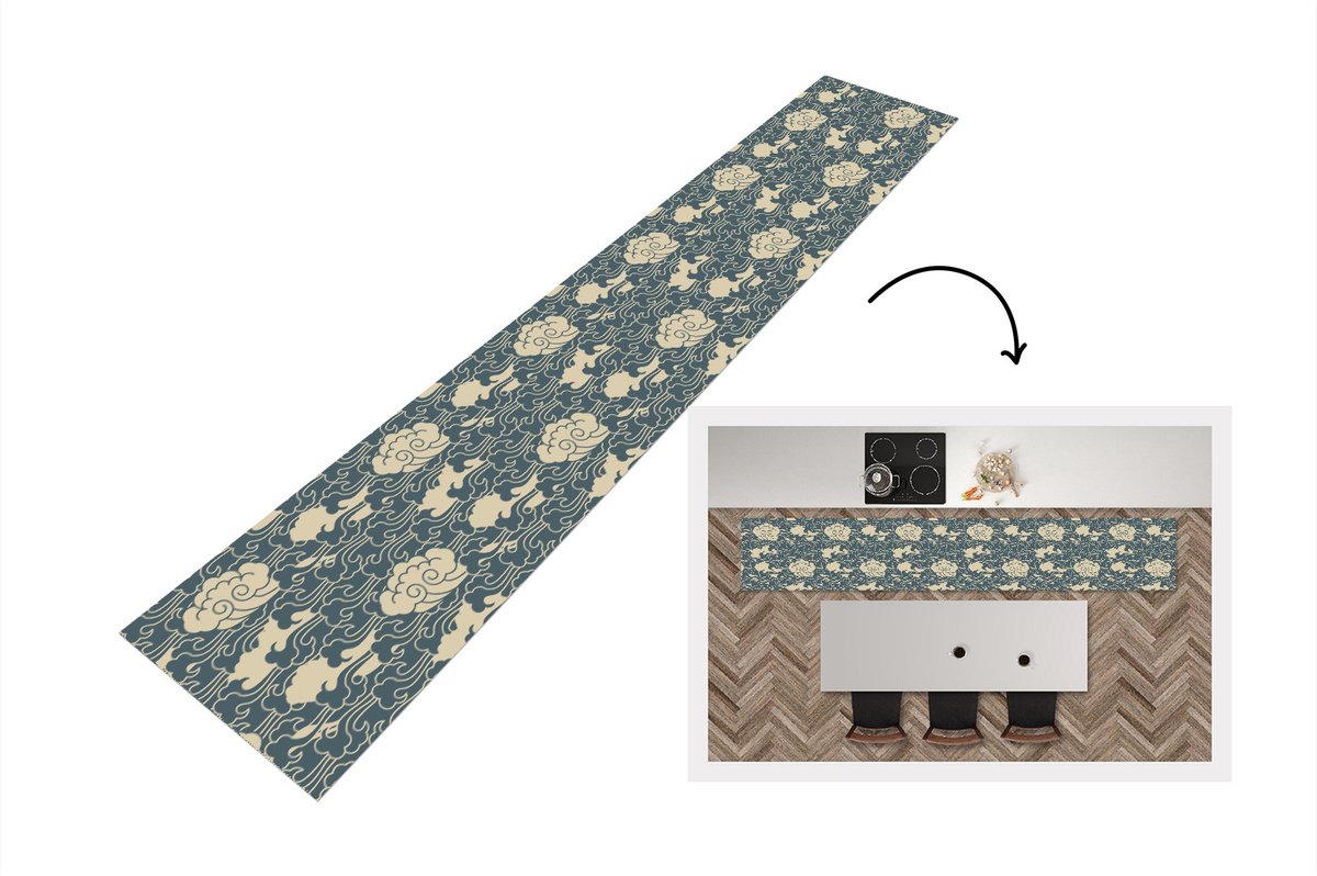 KitchenYeah Keukenloper - Loper keuken - Design - Noors - Wolken - Keukenloper vinyl multicolor, foto 4