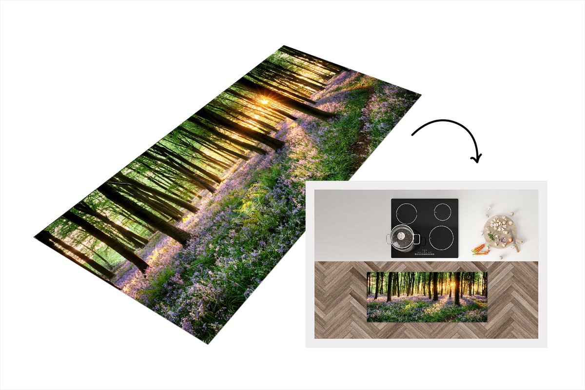 KitchenYeah Keukenloper - Loper keuken - Bos - Bomen - Bloem - 120x50 cm - Keukenloper vinyl Multicolor