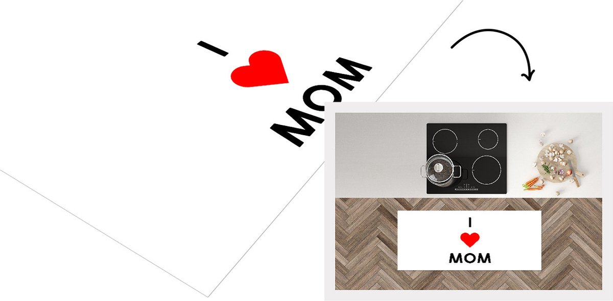 KitchenYeah Keukenloper - Loper keuken - Spreuken - Quotes - I love mom - Mama - 120x50 cm - Keukenloper vinyl Multicolor