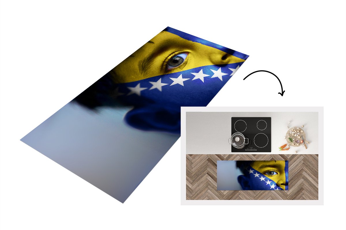 KitchenYeah Keukenloper - Loper keuken - Vlag van Bosnië en Herzegovina - 120x50 cm - Keukenloper vinyl Multicolor