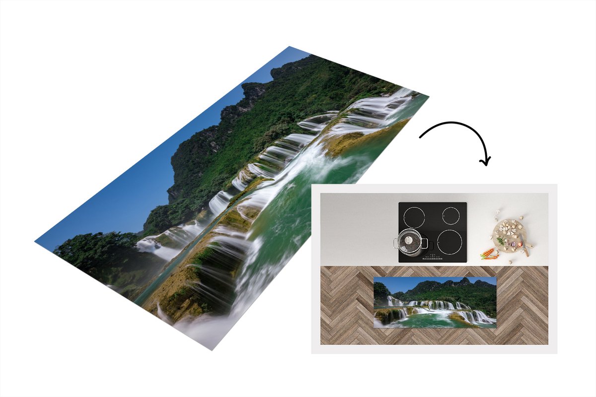KitchenYeah Keukenloper - Loper keuken - Watervallen - Gebergte - Natuur - Keukenloper vinyl Multicolor