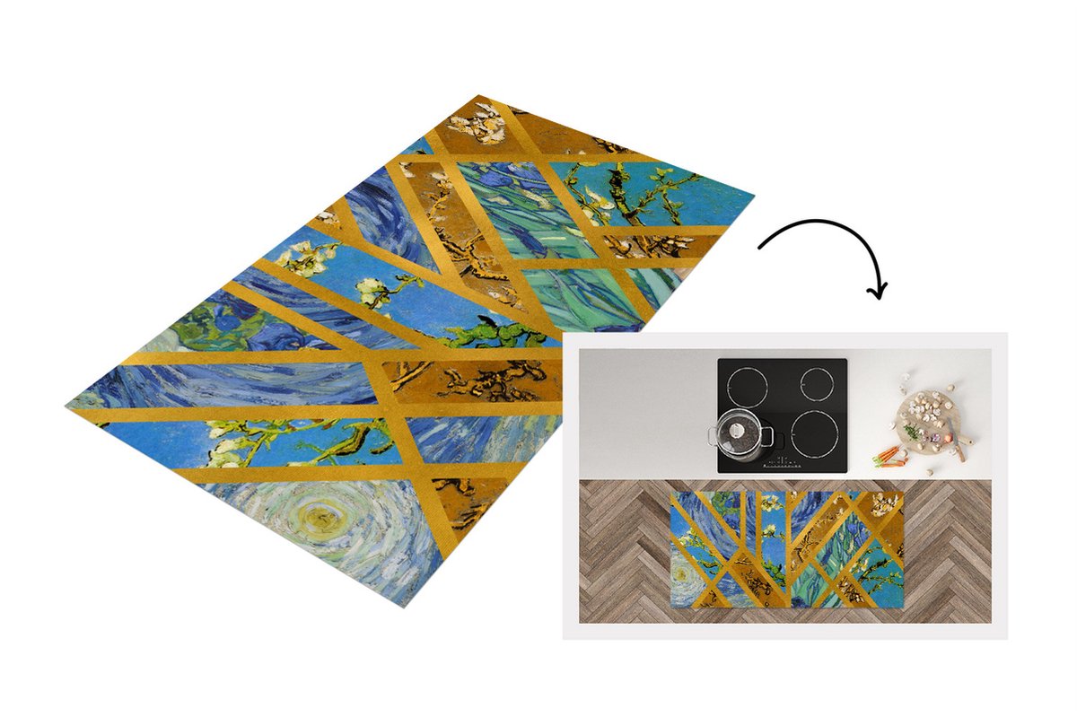 KitchenYeah Keukenloper - Loper keuken - Kunst - Van Gogh - Luxe - 120x60 cm - Keukenloper vinyl Multicolor