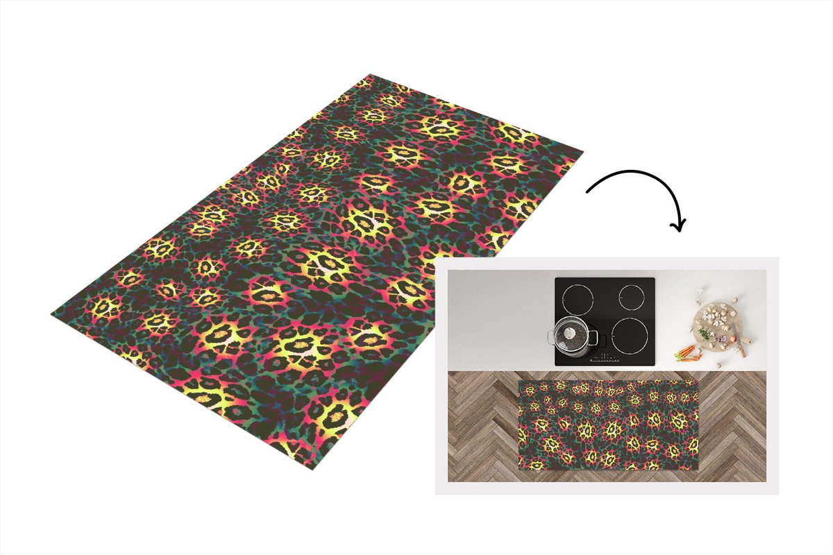 KitchenYeah Keukenloper - Loper keuken - Luipaardprint - Dieren - Patroon - 120x60 cm - Keukenloper vinyl Multicolor
