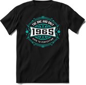1965 The One And Only | Feest Kado T-Shirt Heren - Dames | Cobalt - Wit | Perfect Verjaardag Cadeau Shirt | Grappige Spreuken - Zinnen - Teksten | Maat M