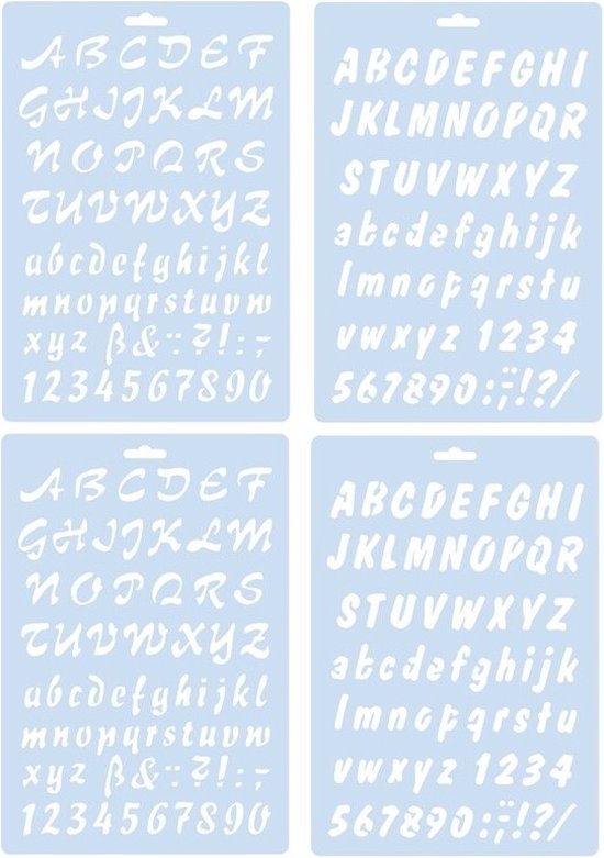 4x Stencil Letter / Alfabet Template - Mal voor tekenen - Hobby | bol.com