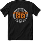 1913 Limited Edition | Feest Kado T-Shirt Heren - Dames | Zilver - Goud | Perfect Verjaardag Cadeau Shirt | Grappige Spreuken - Zinnen - Teksten | Maat M