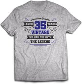 35 Jaar Legend - Feest kado T-Shirt Heren / Dames - Antraciet Grijs / Donker Blauw - Perfect Verjaardag Cadeau Shirt - grappige Spreuken, Zinnen en Teksten. Maat M