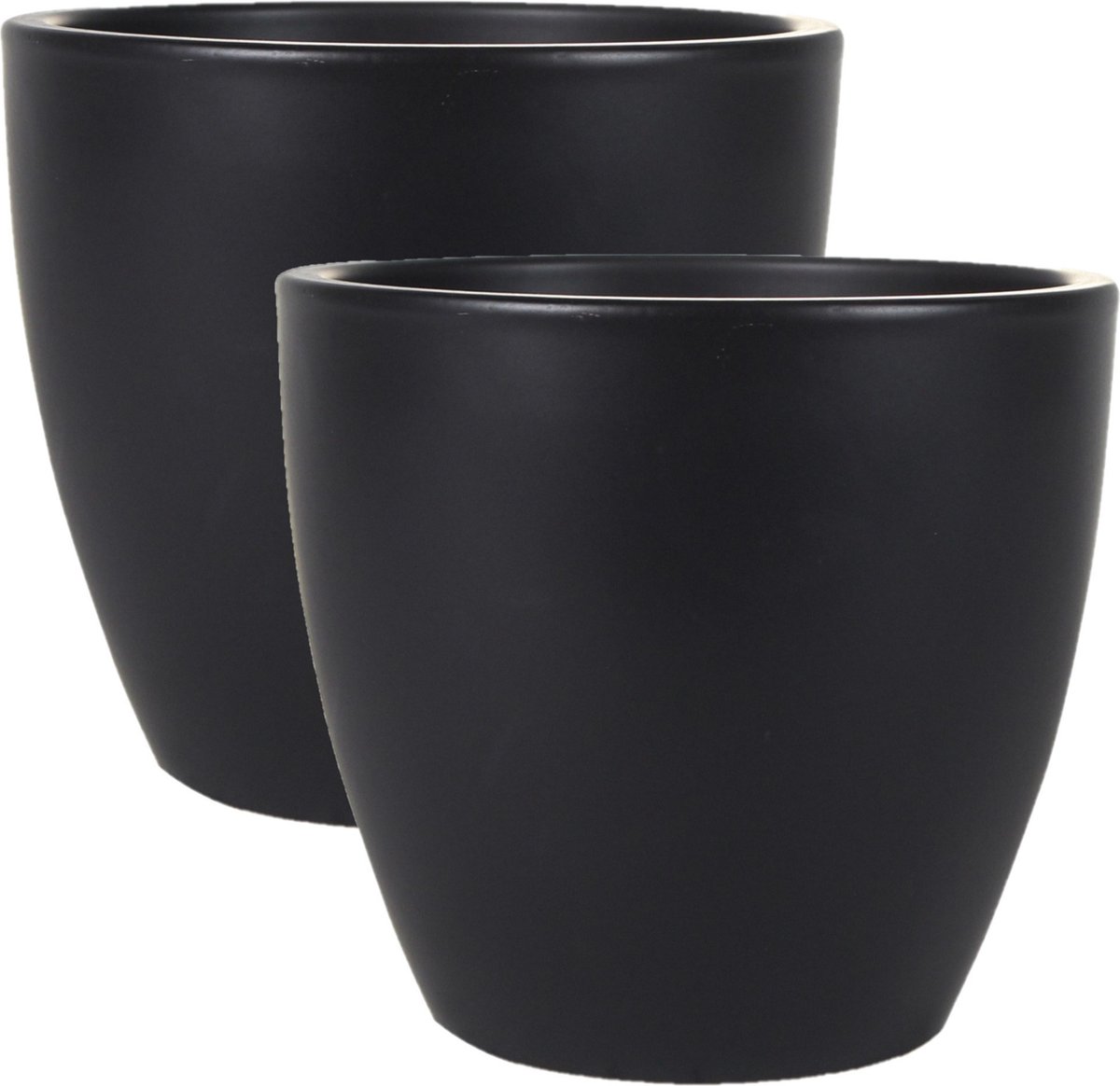Ter Steege Bloempot - 2x - zwart - glans - Scandinavisch - 20 x 19 cm - plantenpot