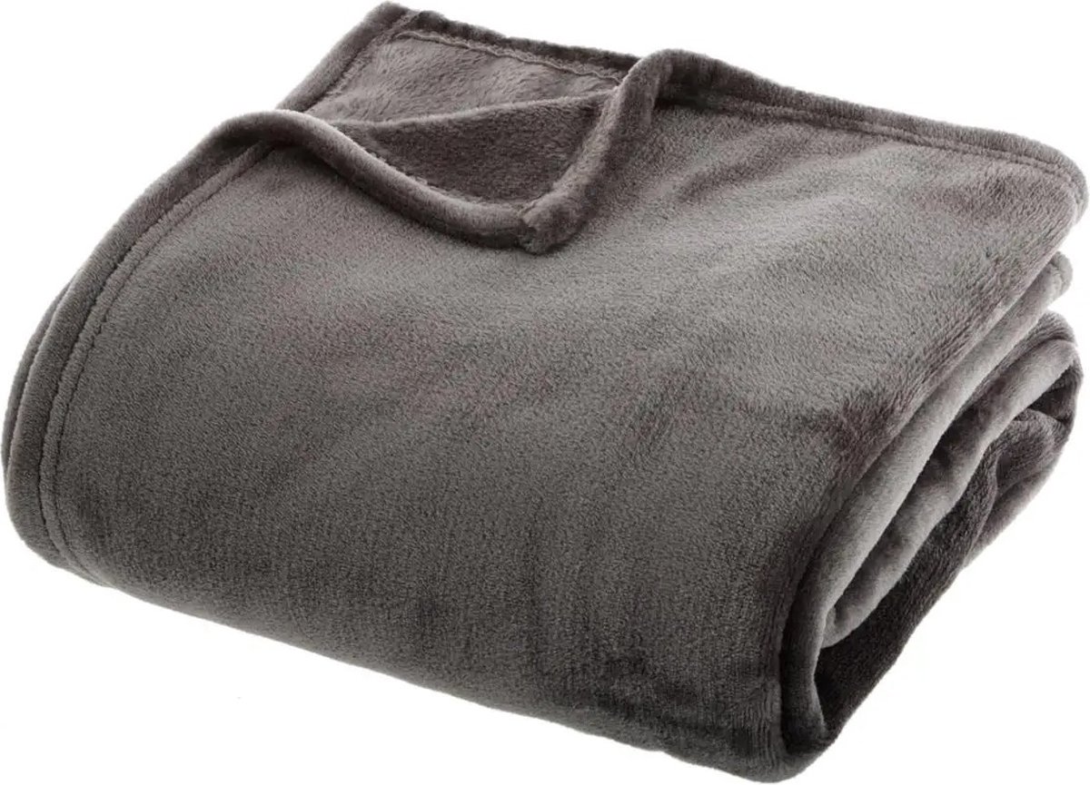 Atmosphera Fleece Deken - Donkergrijs, 130 x 180 cm
