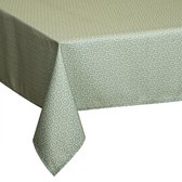 Tafelkleed van polyester rechthoekig 240 x 140 cm - salie groen met print  - Eettafel tafellakens