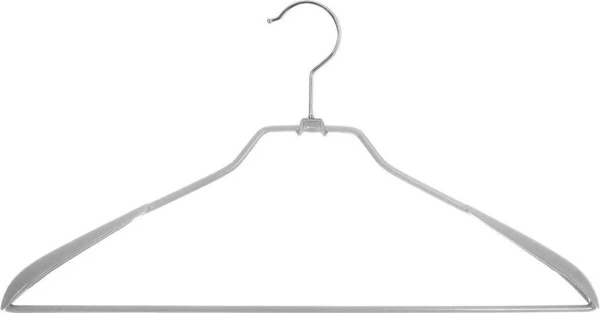 Set van 2x stuks kunststof kledinghangers grijs 43 x 23 cm - Kledingkast hangers/kleerhangers voor jassen