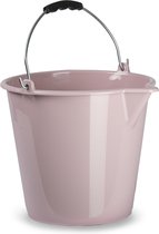 Huishoud schoonmaak emmer kunststof oud roze 9 liter inhoud 30 x 26 cm - Met metalen hengsel en schenktuit