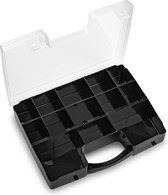 Opbergkoffertje/opbergdoos/sorteerbox 13-vaks kunststof zwart 27 x 20 x 3 cm - Sorteerdoos kleine spulletjes