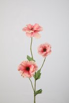 Kunstbloem Ranonkel - topkwaliteit decoratie - Roze - zijden tak - 61 cm hoog