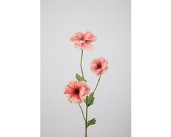 Kunstbloem Ranonkel - topkwaliteit decoratie - Roze - zijden tak - 61 cm hoog